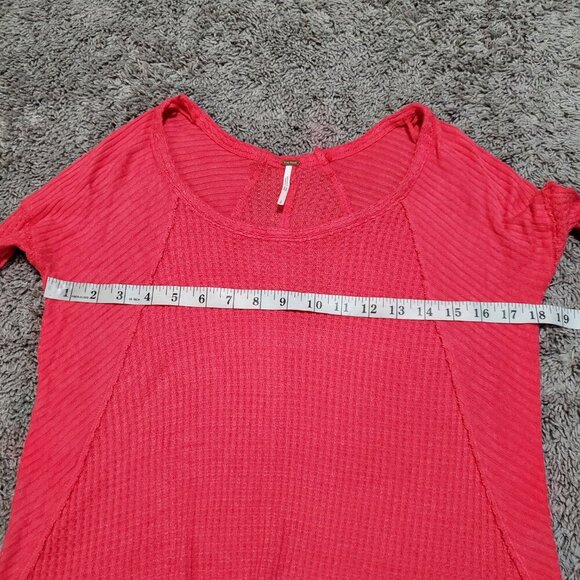 Free People Poppy Coral Ventura Thermal Long Sleeve Asymmetrical Hem Top - S - Picture 4 of 7